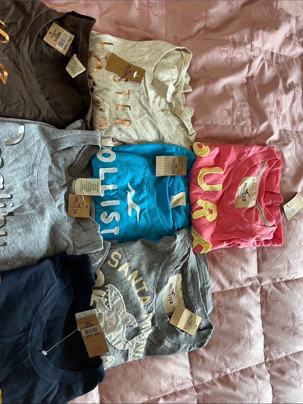 NWT 10 Hollister Assorted Graphic Tee Lot - Pink, Blue, Gray, Navy, Brown - Picture 3 of 5